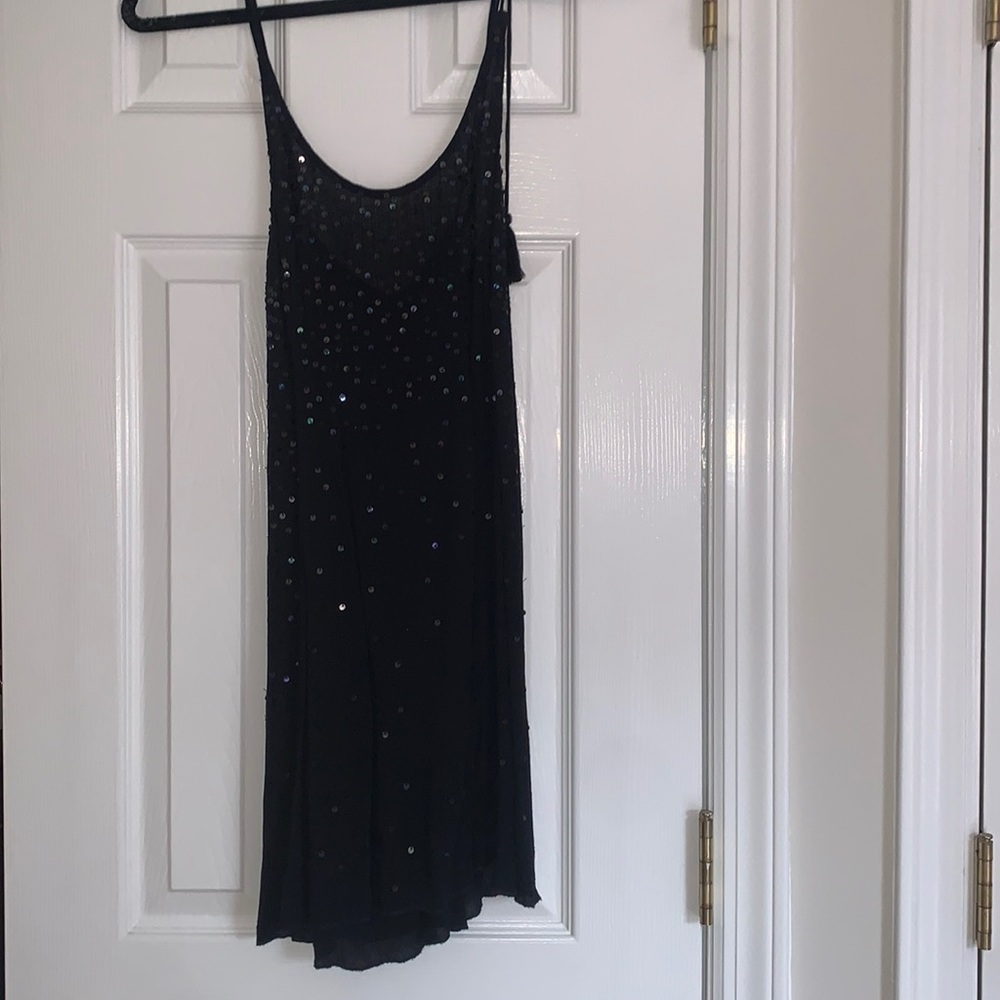 FREE PEOPLE sequin navy dress